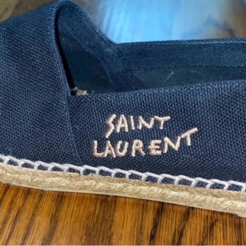 Yves Saint Laurent Black Canvas Espadrilles with Jute Trim - Picture 2 of 11